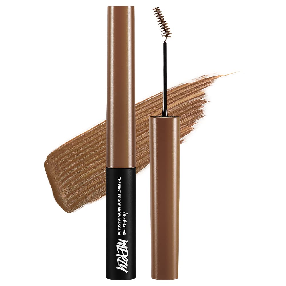 MERZY The First Proof Eyebrow Mascara – Waterproof Long-Lasting Brow Gel with Skinny Brush – Smudge-Resistant, High-Pigment Brow Setter | BM2 Cappuccino (0.12 Fl Oz, 3.5g)