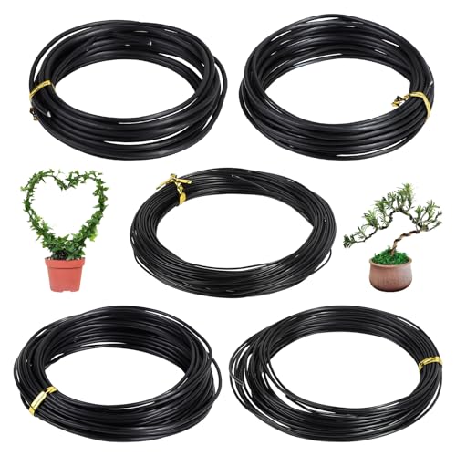SUPAWAY 5 Rollos Alambre bonsai Alambre de jardín Alambre bonsai de aluminio Alambres para dar forma al bonsai para...