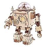 ROKR 3D Wooden Puzzle Music Box Craft Toys Best Gifts for Men Women Kids Machinarium DIY Robot Figures with Light for Christmas Birthday
