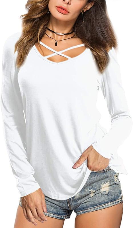 Women’s Full Sleeve Cotton Top – Soft Fabric with Elegant V-Neck and Stylish Criss-Cross Detail for Casual Wear-picture-40