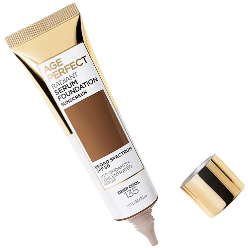 Miniatura 2 de L'Oreal Paris Age Perfect - Base de suero radiante con factor de protección solar (SPF) 50, marrón profundo (Deep Cool), 1 onza