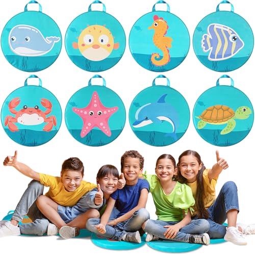 Suzile 8 Pcs Under The Sea Kids Floor Cushions for Classroom, Ocean Animals Flexible Seating Mat, Round Soft Waterproof Floor Pillow for Home Daycare Preschool Kindergarten, 8 Styles