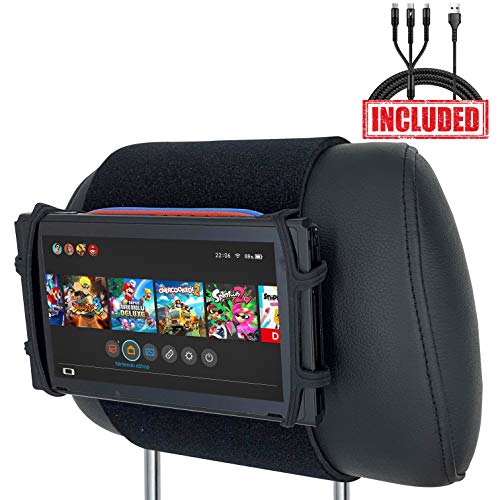 Car Headrest Mount Silicon Holder for Nintendo Switch Console, iPad Mini, Kindle Paperwhite