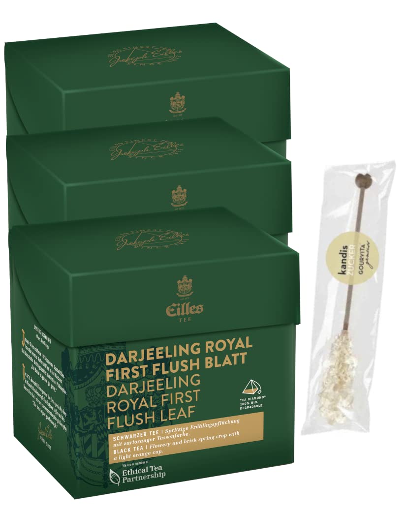 3er-Set TEA DIAMONDS Darjeeling Royal First Flush von Eilles mit Gourvita Moments Kandisstick