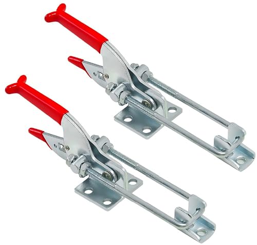 SKYCY 2PK Toggle Clamp 2000 lbs Holding Capacity,431 Self-Lock U-Bolt Adjustable Latch w/Antislip Hand Grip Heavy Duty Toggle latch Clamp for Woodworking Jigs,Tire Carrier,Tool Box & Barn Door Latch