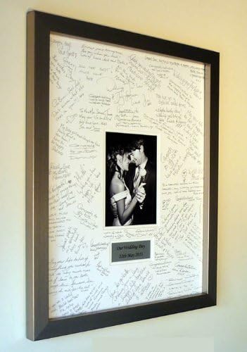 Personalised Wedding Guest Book Frame - SILVER - Contemporary alternative to the traditional guest book (Ivory-Ivory-Portrait)