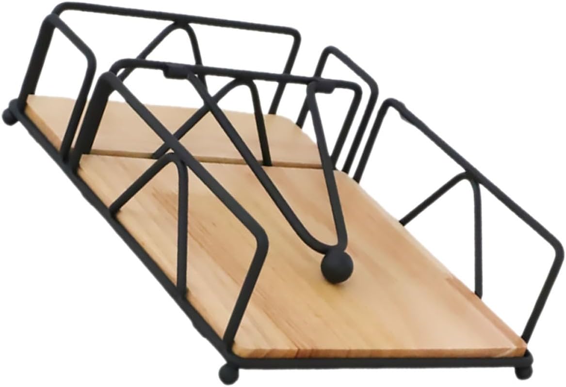 Iron Mesh Base Table Napkin Holder Black, Indoor Napkin Dispenser for Restaurant, Cafe, Farmhouse Dining Room Paper Tissue Storage Organizer
