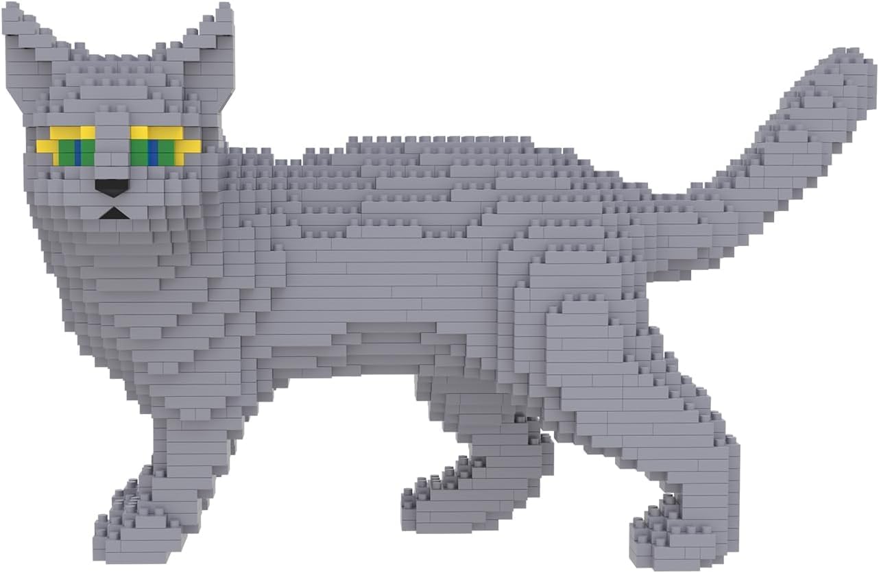 Larcele Cat Micro Building Blocks Animal Set, DIY Mini 3D Building Toy Bricks Kit,1131 Pieces KLJM-05 (Blue Cat)