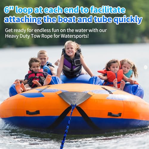 Boat Tow Rope for Watersports,Heavy Duty 60FT 3K, Lines for Towable Tubes,Blue and Black