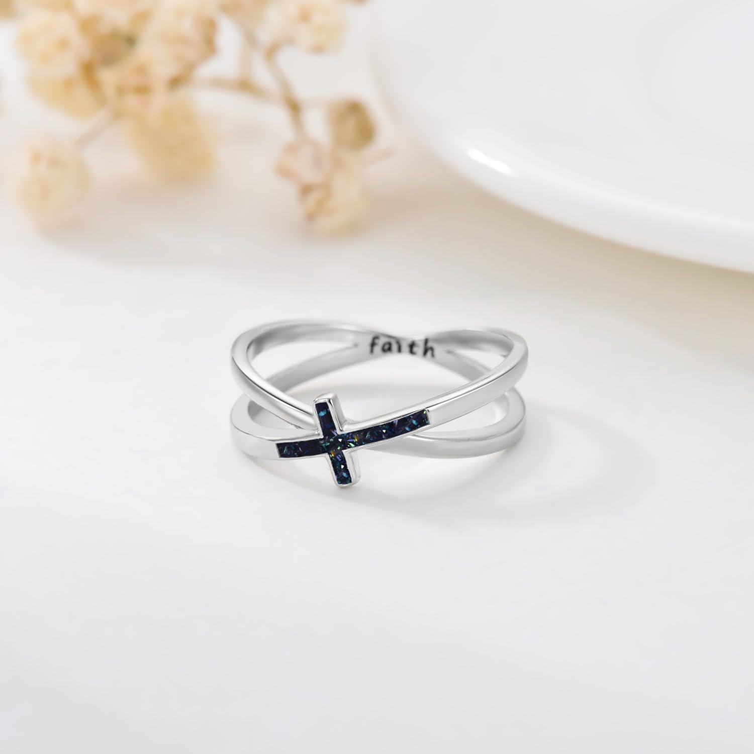 Cross Rings for Women 925 Sterling Silver Faith Cross Rings Christian Religious Jewelry Gifts for Men