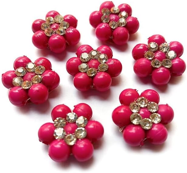 25pcs, Embroidery/Zardosi/Zari/Aari Work Sew On Flowers Applique/Decorative Patches for Clothes, Blouse, Saree, Dress Etc Decoration by The Great Indian Store (Pink)