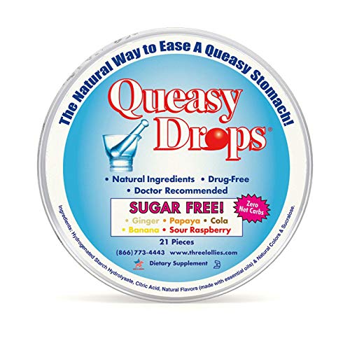 Three Lollies Lollies, Queasy Drops, Sugar Free, 21 Pieces