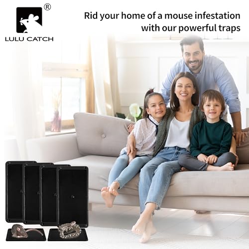 Image of LULUCATCH Mouse Traps 6 Pack, Larger Heavier Glue Traps for Mice, Rat & Snakes, Non-Toxic Sticky Mouse Traps Indoor for Home & Kitchen, Easy to Set