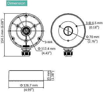 CB130T, LTB03-W, DS-1280ZJ-DM8 Outdoor Weatherproof Conduit Base Junction Box for Dome Camera DS-2CD2343G0-I, DS-2CD2343G2-IU, DS-2CD2383G0-I, DS-2CD2383G2-IU