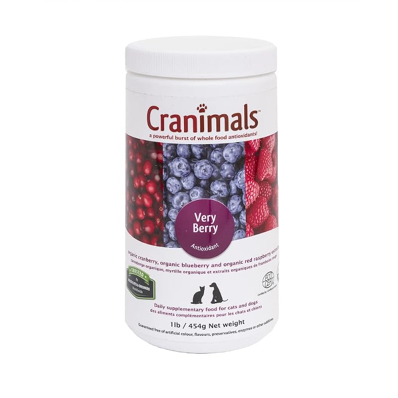 Cranimals VeryBerry Pó de Frutas Vermelhas com Cranberry, Framboesa e Mirtilo para Cães e Gatos, 454 g