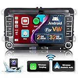 Android Autoradio mit Navi Für Golf Passat mit Wireless Apple CarPlay Android Auto, 2 Din Auto Radio 7 Zoll Bildschirm Bluetooth Freisprecheinrichtung HiFi WiFi FM RDS USB