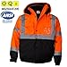 New York Hi-Viz Workwear WJ9011-XL Men's ANSI Class 3 High Visibility Bomber Safety Jacket, Waterproof (Extra Large, Orange)