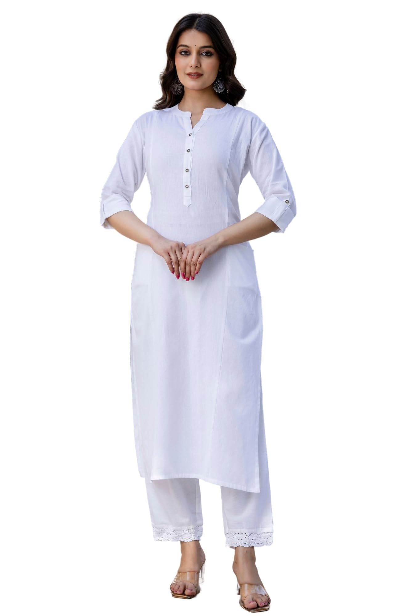 Women Cotton Solid Kurta with Palazzo Set