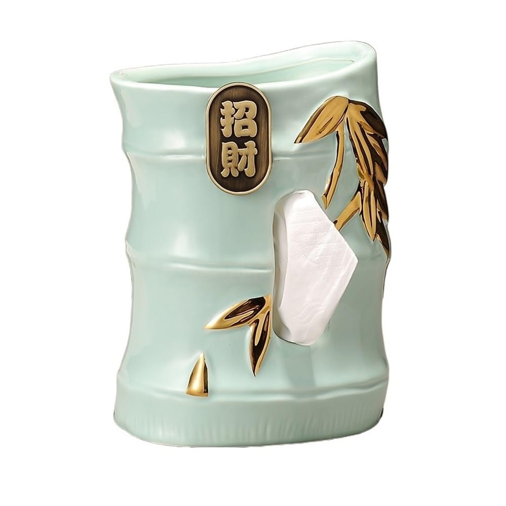 Tissue Case Chinese Style Tissue Box Holder Cover Coffee Table Desktop ceramics Facial Dispenser for Home Living Room Bedroom Office Decoration Tissue Dispenser(Blue)