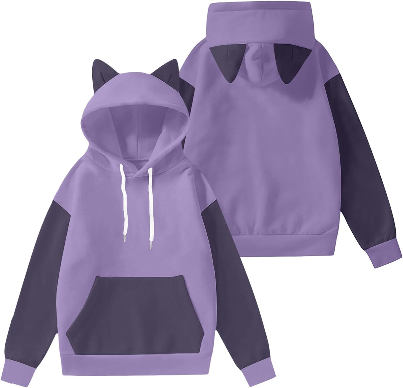Cute Tops For Teen Girls Hoodies For Girls Sweatshirt Casual Long Sleeve Pullover Hoodie With Cat Ear Hood Pocket And Striped Sleeve Design For Teens