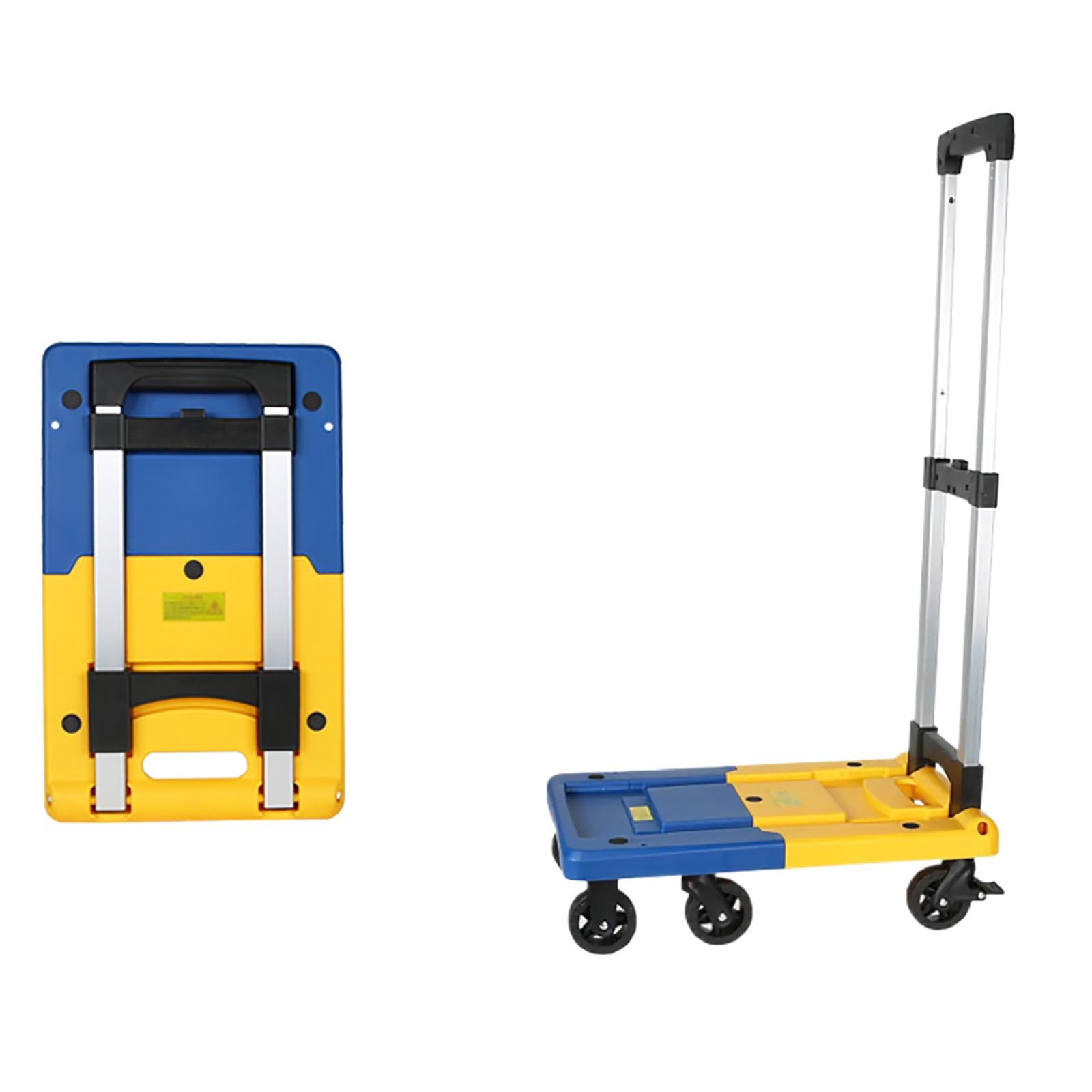 LKLNKVL Handcart, With 6 TPR Wheels, Load Capacity 250kg/550lbs, Suitable for Airport/Home/Garden/Supermarket(Yellow,Medium)