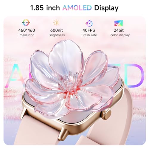 Image of Smart Watch for Women,1.85 inch AMOLED Touchscreen for Android & iPhone Alexa Built-in Bluetooth Calls,Fitness Watch 110+ Sport Modes Heart Rate /Sp02 /Sleep /Calories Monitor IP68 Waterproof