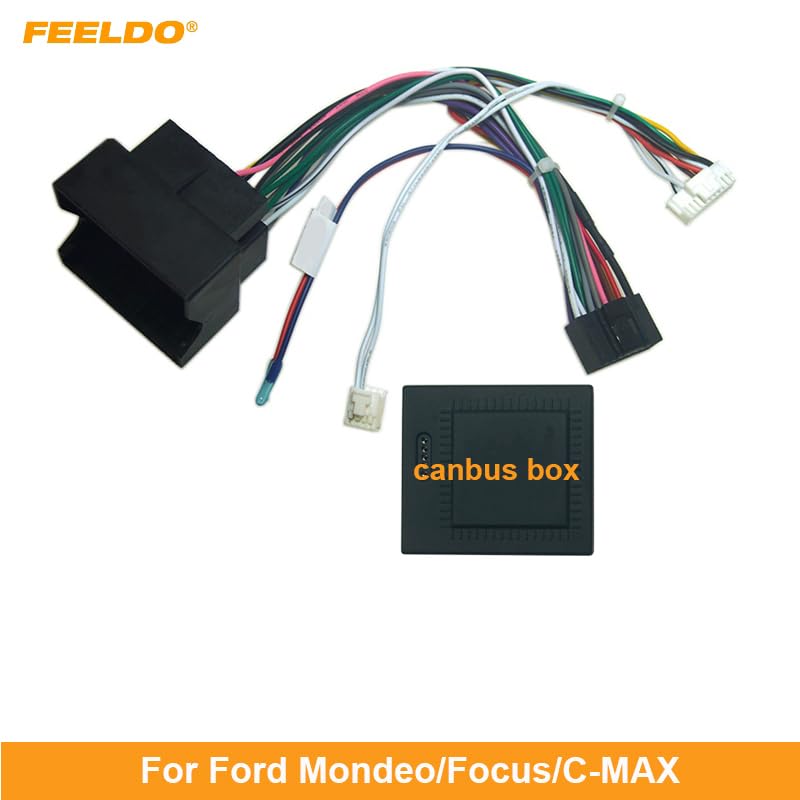 Car Stereo for Audio 16PIN Android Power Wiring Harness Cable Adapter with Canbus Box for Ford for Mondeo 07-10/Focus 07-11/C-MAX 07-10 - (Color Name: AB Cable-canbus Box)