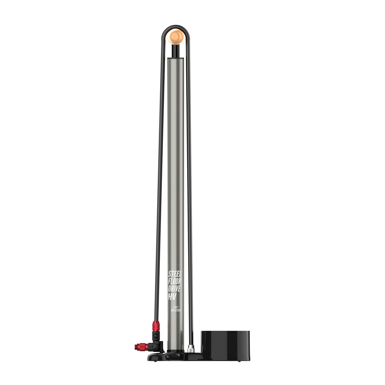LEZYNE Bomba de suelo de acero HV 3.5 de alto volumen para bicicleta con indicador analógico preciso de 3.5 pulgadas, bomba de aire duradera de 100 PSI para bicicletas de montaña/grava, portabrocas