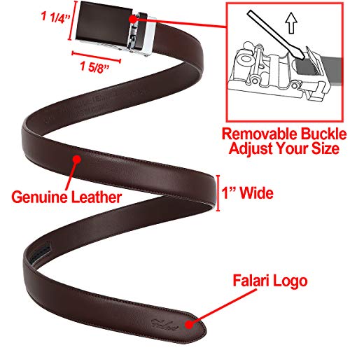Falari Automatic Ratchet Buckle Leather Belt, 1 Inch Wide, Trim to Fit Design for Women, Boys and Girls4