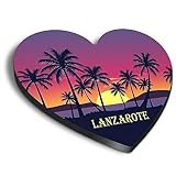 1 imán de corazón MDF de 6 cm – Lanzarote España Beach Resort – Nevera Locker Oficina Pizarra Blanca Caja de herramientas #61080