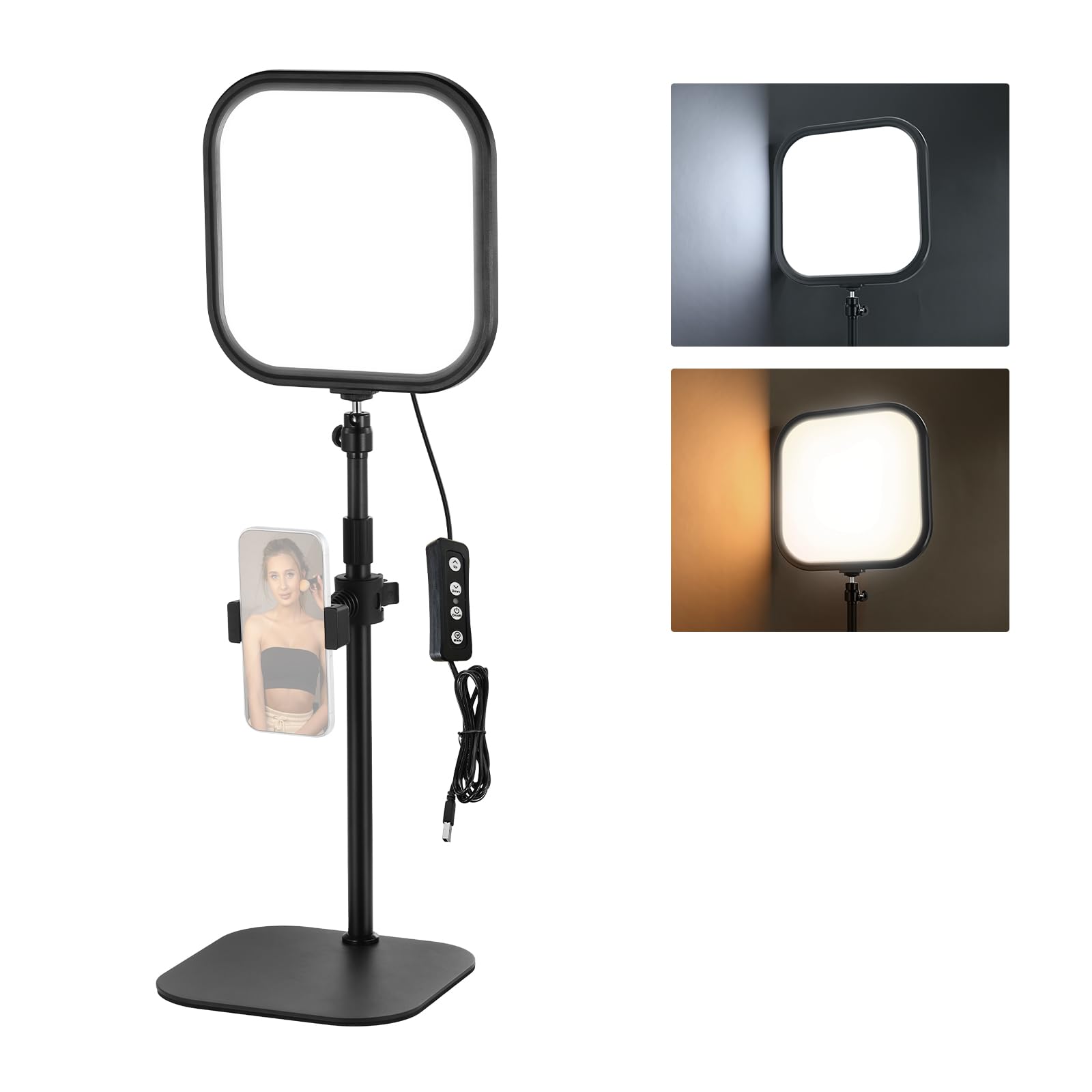 NEEWER BASICS Luce per Video Conferenza 10,8" con Supporto/Porta Telefono, Lampada Scrivania a Schermo Intero Edge Lit Bicolore 15W CRI95+ per Computer Laptop Webcam Zoom Call Streaming Riprese, L220