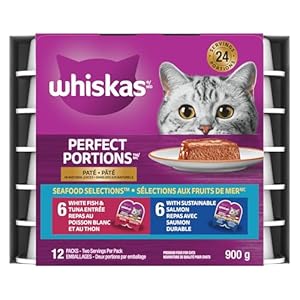 WHISKAS Perfect Portions Seafood Selections Adult Wet Cat Food Paté, 12x75g Tray