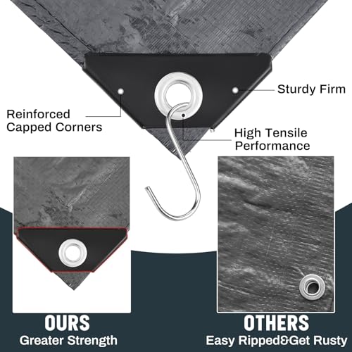 Image of 8 Pack 6 x 8 ft 5.5 Mil Large Tarps Heavy Duty Waterproof Tarp Multi Purpose Tent Cover for Home Boats Cars Camping Patio Furniture Roof Emergency Rain Protective Cover, Gray