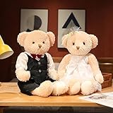 EOFLW Couple Teddy Bear Wedding Gift Press Bed Doll Bear Plush Doll (Color : Wedding Dress, Size : 65cm with a Pair of Magnets)