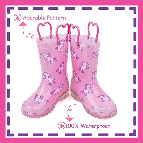 Image of Outee Toddler Kids Adorable Lightwight Waterproof Rain Boots Light Up by Steps