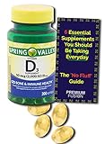 Vitamin D3 2000iu Softgels (50 mcg) - Bone & Immune Health - 200 Count - 6+ Month Supply from Spring Valley + Vitamin Pouch and Guide to Supplements