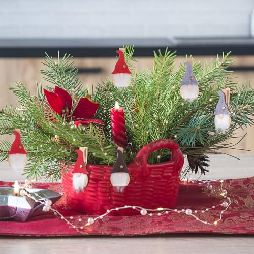 Adornos navideños de madera en pack de 9 pinzas creativas colgantes 7
