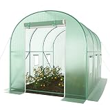 Grezone Walk-in Greenhouse Upgraded Green House with Zippered Screen Doors & 6 Screen Windows Heavy