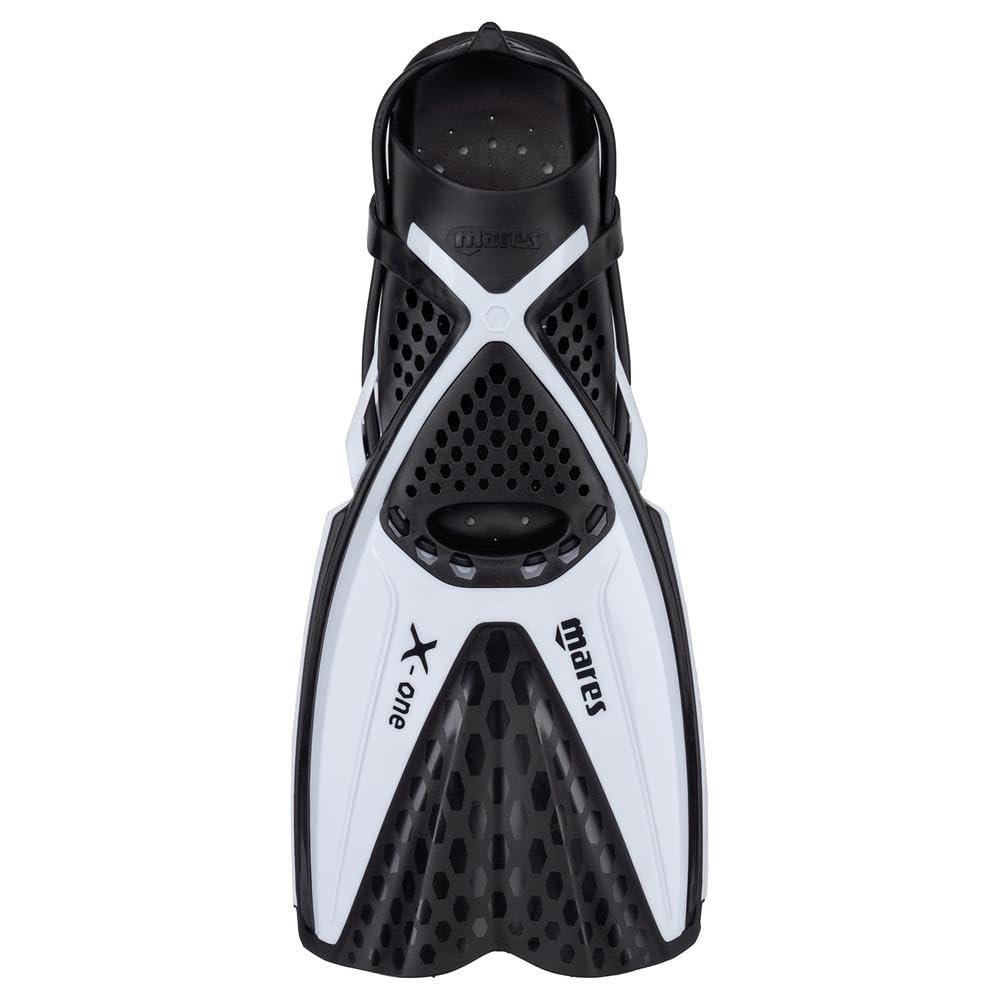 Mares X-One Junior – Pinne snorkeling corte per bambini, scarpetta aperta perforata, cinghia senza fibbia, comfort e prestazioni acquatiche
