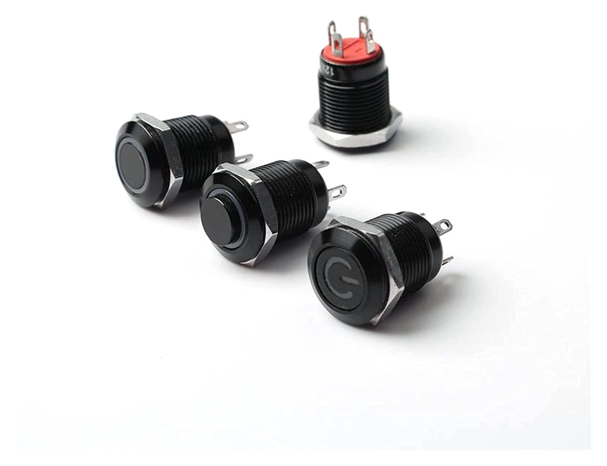 Interruptor de botón de Metal negro oxidado resistente al agua de 12mm con lámpara LED interruptor de alimentación de PC con enganche momentáneo 3V 5V 6V 12V 24V 220V Pulsadores interruptor