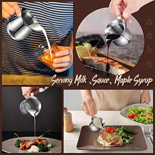 Potchen 24 Pack Stainless Steel Bell Creamers 3 Ounce Creamer Pitcher Mini Coffee Milk Pitchers With Handle And Pouring Spout Cups For Serving Espresso, Tea, Milk, Jam, Maple Syrup, Sauce #TOP3