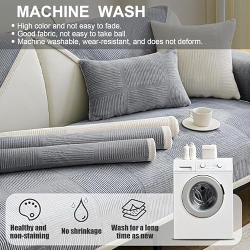 Bettschlange Couch Überzug, Sofa Überzug 1 2 3 4 Sitzer, Sofaschoner rutschfest, L Form Sofaüberwurf, Sofadecken für Sitzfläche, Universelle Sofadecke Überwurf, Sofabezug Ecksofa,Grau,70x70cm