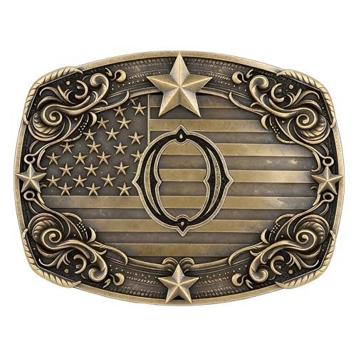 Image of Cowboy Belt Buckle for Men Vintage Western Rodeo Texas Initial Letter ABCDJMR to Z Belt Buckles