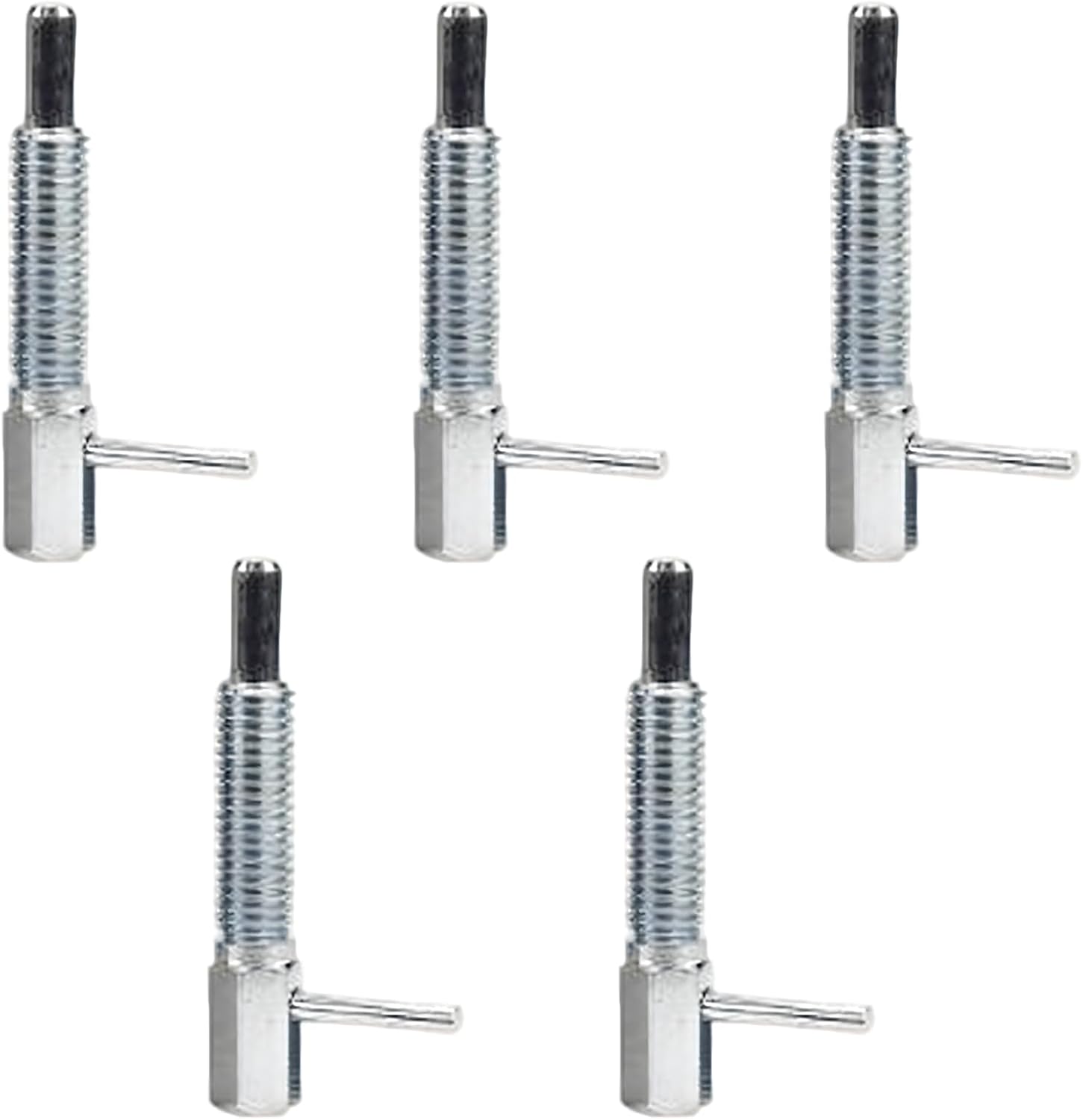 X 2.0 Thread Retractable Indexing Plunger Pin, 5 Pcs, 4 in / 102.5 Mm Carbon Steel Spring Plunger with L-Handle, Spring Loaded Latch Locking Pin for Aluminum Profile Crossbeam