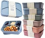 Eco-Friendly Leak-Proof Silicone Bento Box Lunchbox, For Child And Adult, 4 Compartment, (Dusty Blue