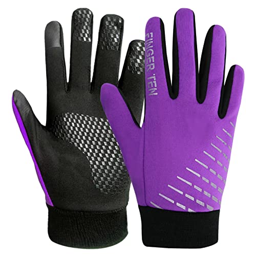 LOVMEAD Winter Handschuhe Kinder Fahrrad Jungen Mädchen Touchscreen Winterhandschuhe rutschfest Winddicht Fahrradhandschuhe für Radfahren Laufen Fußball Skifahren Wintersport Outdoor (XS, Lila) Cover