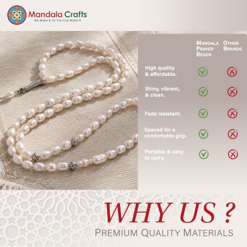 Image of Mandala Crafts Tasbih Muslim Prayer Beads 99 for Men & Women - Islamic Rosary Misbaha Tasbeeh Sibha - Zikr Dhikr Subha Beads for Ramadan Eid Gift