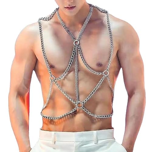 Men Body Chest Belt for Men Adjustable Leather Belts with Buckles Rave Costume Sexy Punk Chest Belt Clubwear Costume
