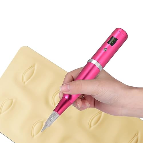 Miniatura 5 de Maquillaje Permanente Pluma De Cejas Pluma Tatuaje Rotary Machine 10PCS Agujas Para Cejas, Delineadores De Ojos, Labios Y Pequeño Tatuaje (Rojo