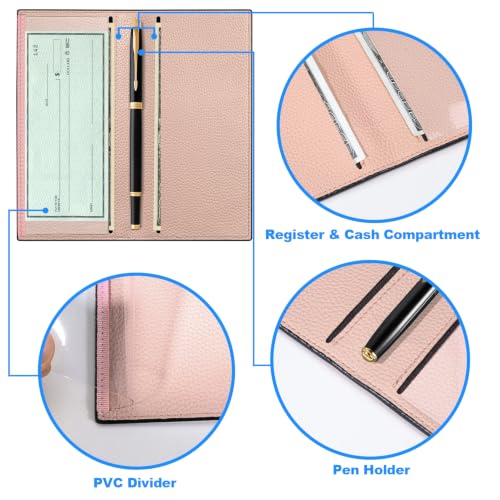 Image of CASMONAL Checkbook Cover for Women & Men, PU Leather Wallet RFID Blocking